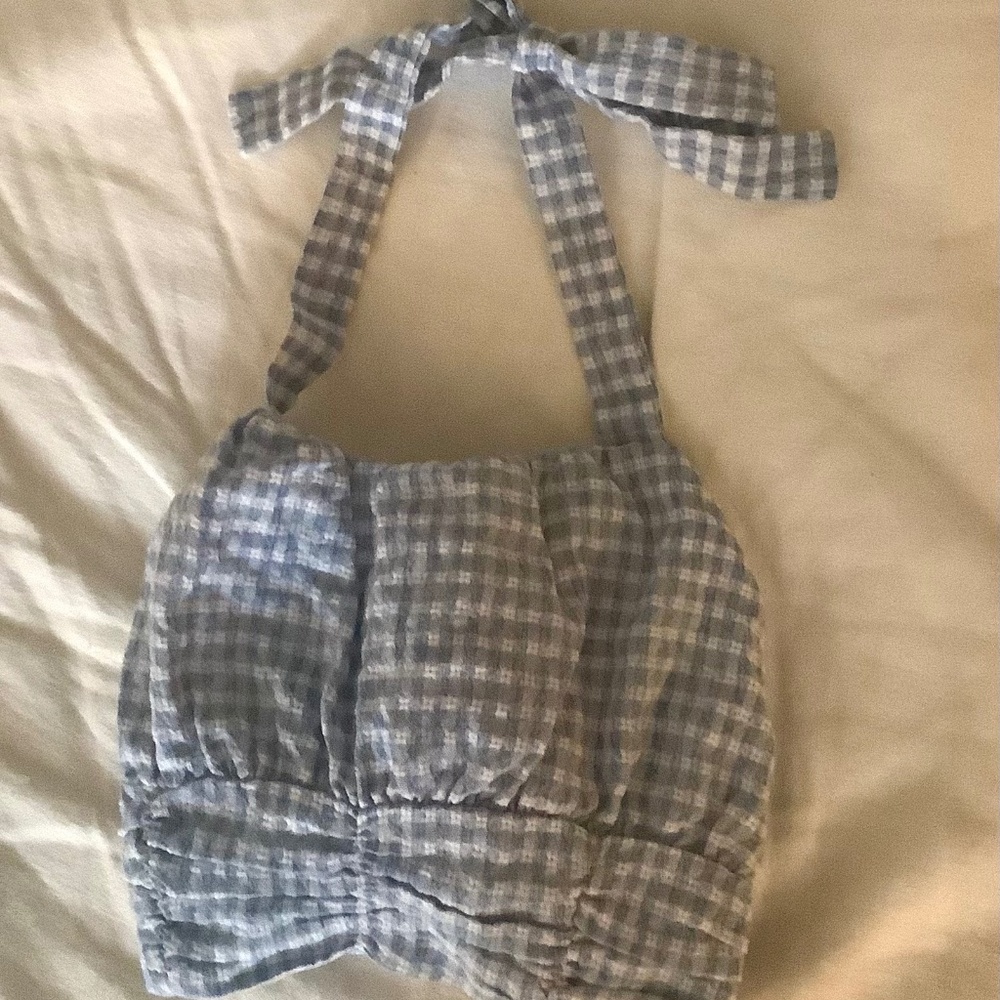 Altar’d State Blue Gingham Halter Top Size: XS